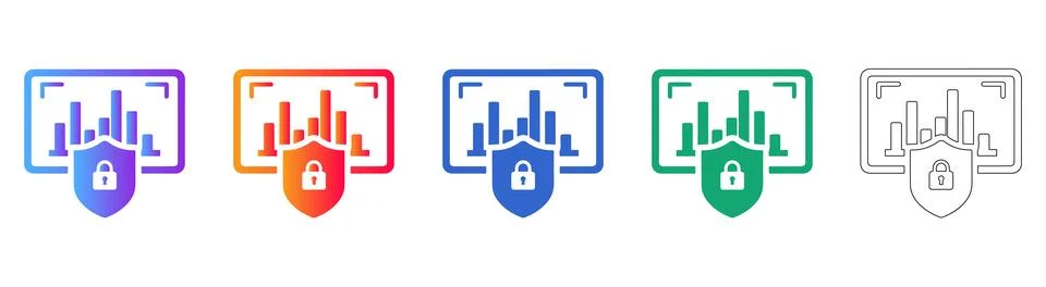 Secure Data Protection Chart Icons Stock Illustration