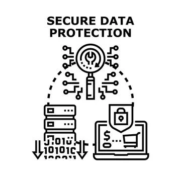 Secure data protection concept with digital cyber security Stockillustratie