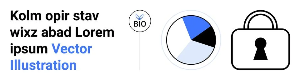 Secure Data Protection Concept with Pie Chart and Shield Lock Stock Illustration