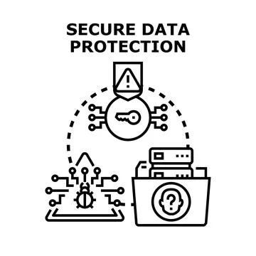 Secure data protection concept protecting information from cyber threats Illustrazione stock