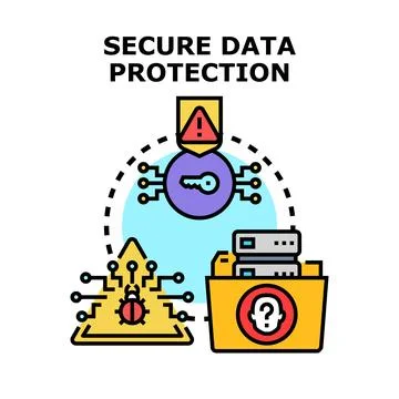 Secure data protection concept protecting information from cyber threats Illustrazione stock