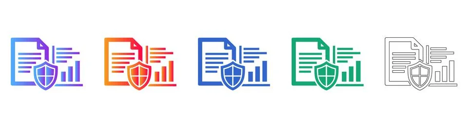 Secure Data Protection Document Icons Illustrazione stock