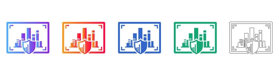 Secure Data Protection Growth Chart Icons Stock Illustration