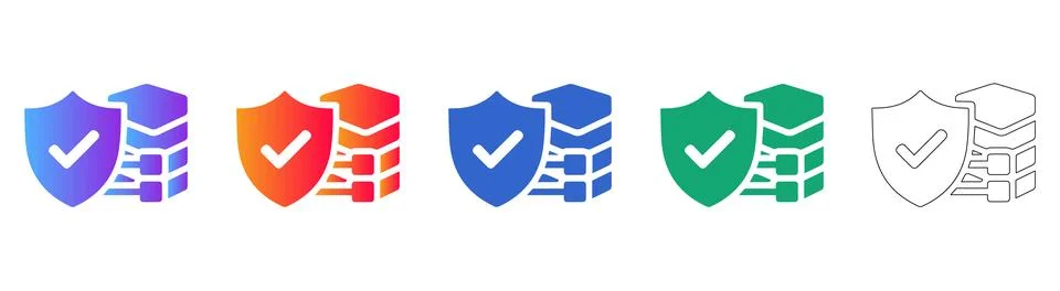 Secure Data Protection Shield Icons Stock Illustration