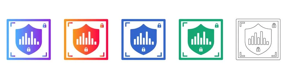 Secure Data Protection Shield Icons Stock Illustration