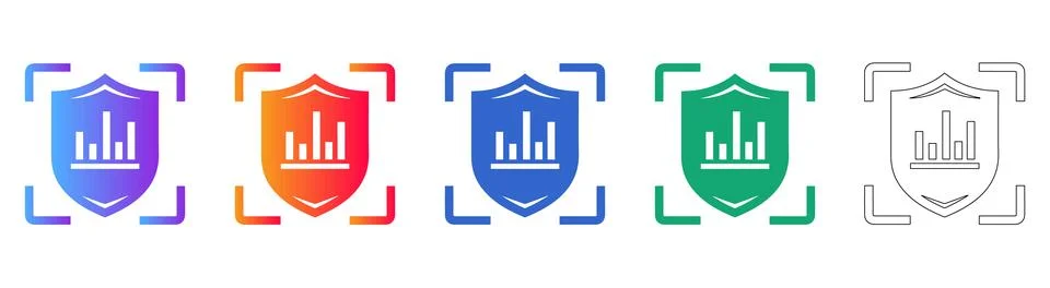 Secure Data Protection Shield Icons Illustrazione stock