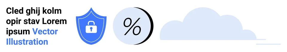 Secure Data Protection with Shield, Percent Symbol, and Cloud Elements Illustrazione stock