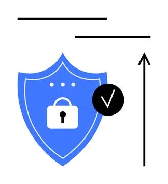 Secure Data Protection Symbolized by Shield with Lock and Arrow Elements Illustrazione stock