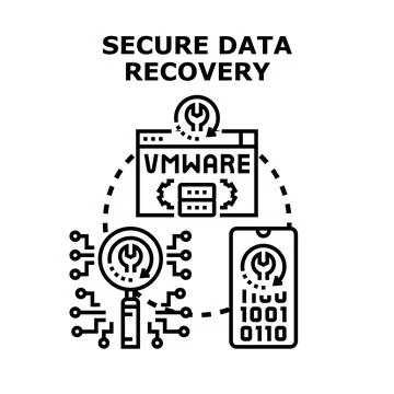 Secure data recovery for digital and virtual systems process Illustrazione stock