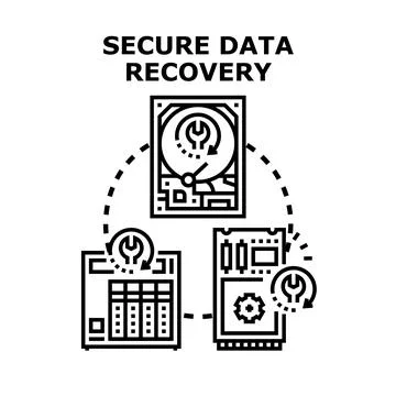 Secure data recovery process from various digital devices Stock Illustration