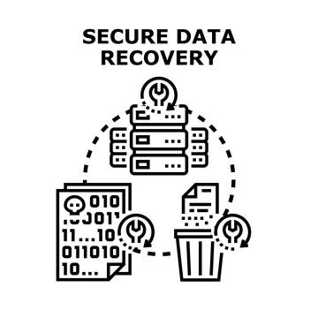 Secure data recovery protecting systems and information concept Stock Illustration