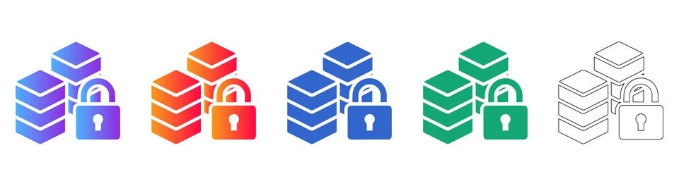 Secure Data Server Icons イラスト素材