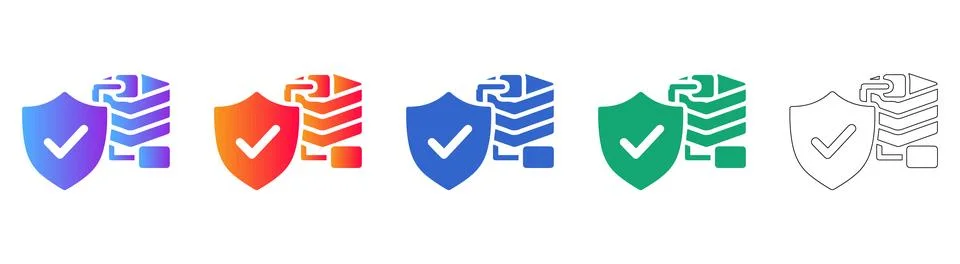 Secure Data Server Protection Icons イラスト素材