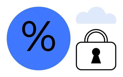 Secure Data Sharing and Cloud Storage Concept with Percentage Symbol Highligh Stock Illustration
