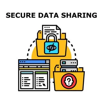 Secure data sharing concept protecting digital information Stock Illustration
