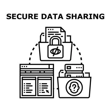 Secure data sharing concept protecting digital information Stock Illustration
