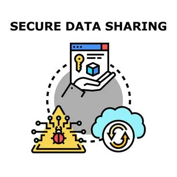 Secure data sharing protecting information from cyber threats Stock Illustration