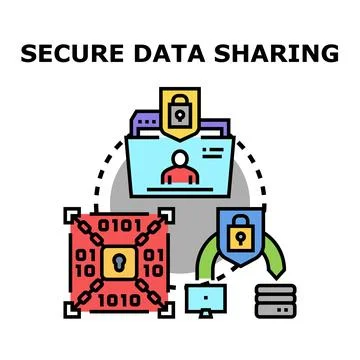 Secure data sharing protection and digital privacy concept 스톡 일러스트