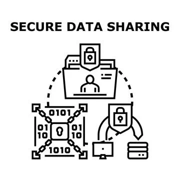 Secure data sharing protection and digital privacy concept 스톡 일러스트