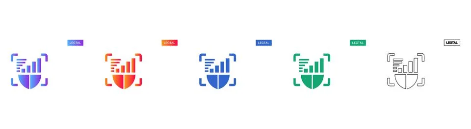 Secure Data Shield Analytics Icons Stock Illustration