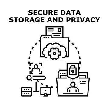 Secure data storage and privacy cloud network concept 库存插图