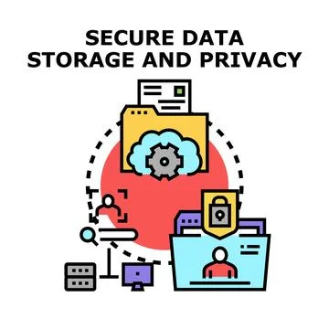 Secure data storage and privacy cloud network concept 库存插图