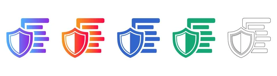 Secure Data Storage and Protection Icons Stock Illustration
