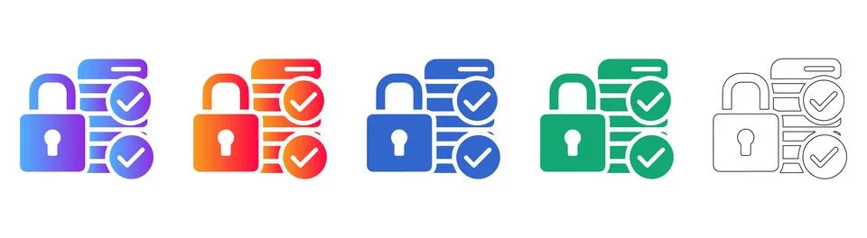 Secure Data Storage Icon Set Stock-Illustration