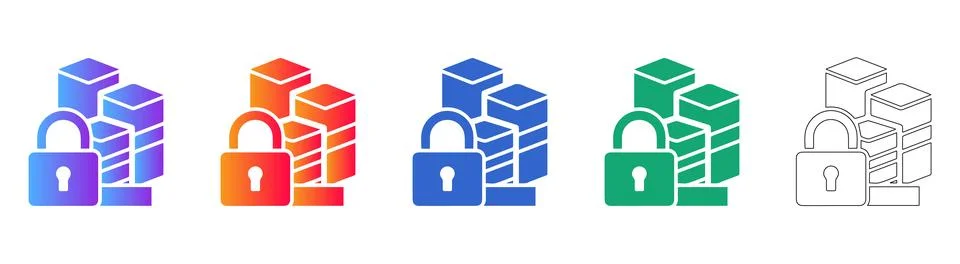 Secure Data Storage Icon Set イラスト素材