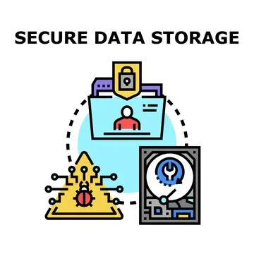 Secure data storage protecting information from cyber threats Stock Illustration