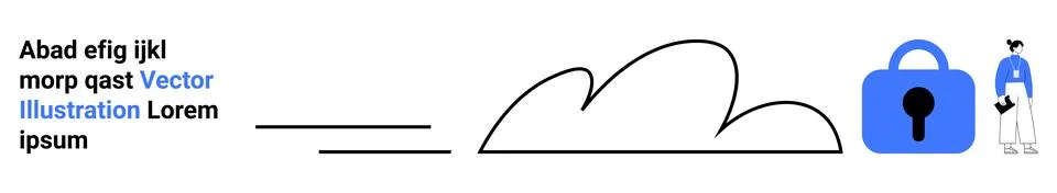 Secure Data Transfer with Cloud Storage and Encryption Elements Stock Illustration