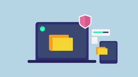 Secure data transfer, End yo end data encryption 2d animation with alpha matte Stock Footage 335732849