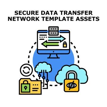 Secure data transfer network cloud storage concept Stockillustratie