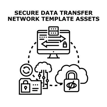 Secure data transfer network cloud storage concept Illustrazione stock