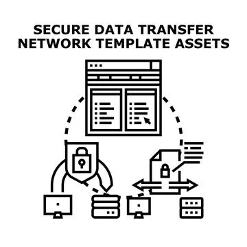 Secure data transfer network protecting digital information Stock Illustration
