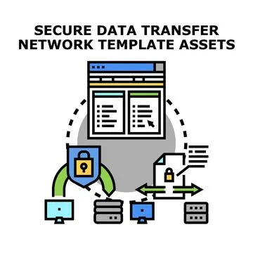 Secure data transfer network protecting digital information Stockillustratie