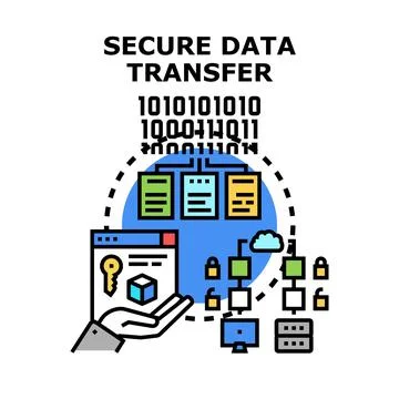 Secure data transfer protecting confidential digital information Stock Illustration