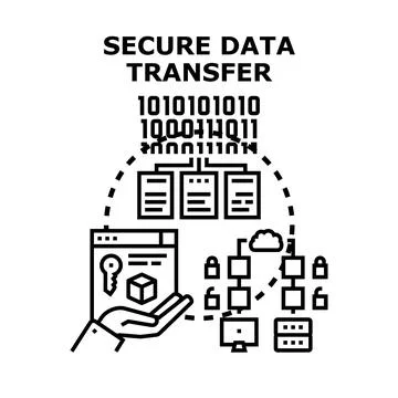 Secure data transfer protecting confidential digital information Stock Illustration