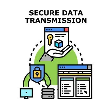 Secure data transmission concept with encryption protection 스톡 일러스트