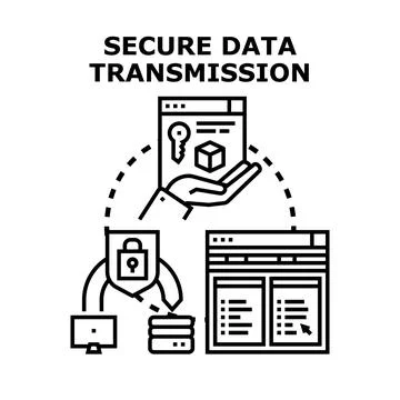 Secure data transmission concept with encryption protection Stock Illustration