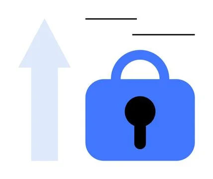 Secure Data Transmission Concept with Lock and Upward Arrow Stock Illustration