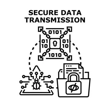 Secure data transmission concept preventing digital threats Stock Illustration