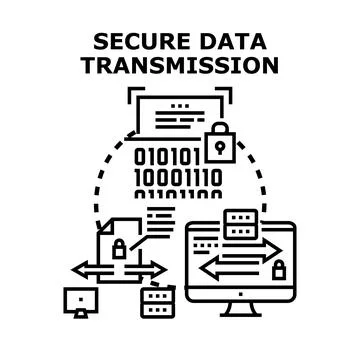 Secure data transmission concept protecting digital information Stock Illustration