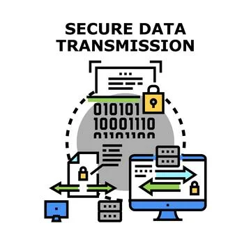 Secure data transmission concept protecting digital information Stock Illustration