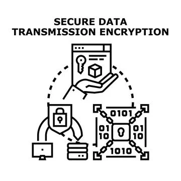 Secure data transmission encryption block chain concept Stock Illustration