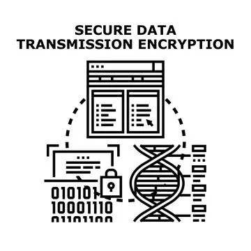 Secure data transmission encryption technology concept Stock Illustration