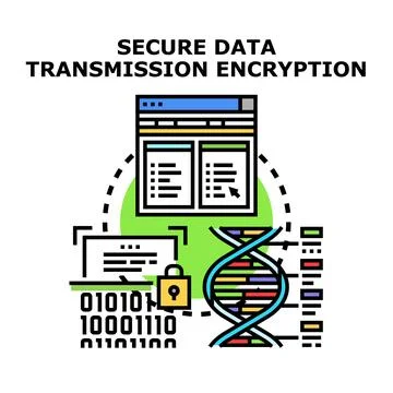 Secure data transmission encryption technology concept Stock Illustration