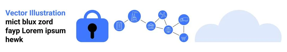 Secure Data Transmission with Lock and Connected Nodes Highlighting Network.. イラスト素材