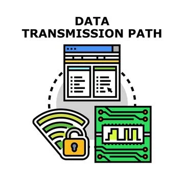 Secure data transmission path providing digital network security Stock Illustration