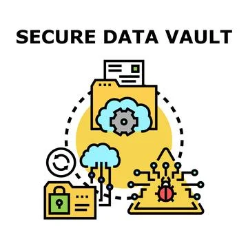 Secure data vault protecting cloud information cyber security Stock Illustration